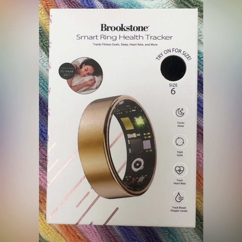 Brookstone Smart Ring Health Tracker in Gold - Size 6